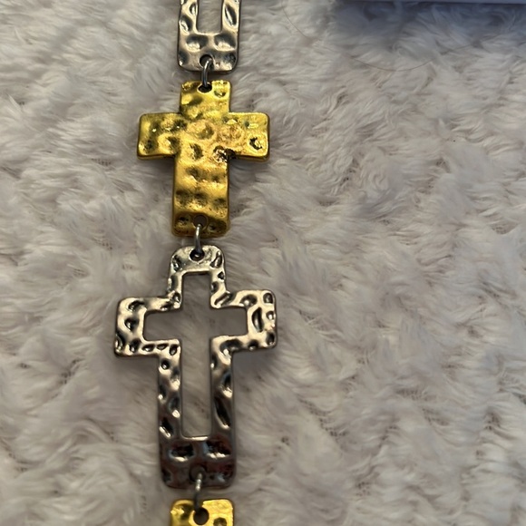 Aurora Gold Tone Silver Tone Cross Bracelet Fashion Jewelry - Picture 5 of 5
